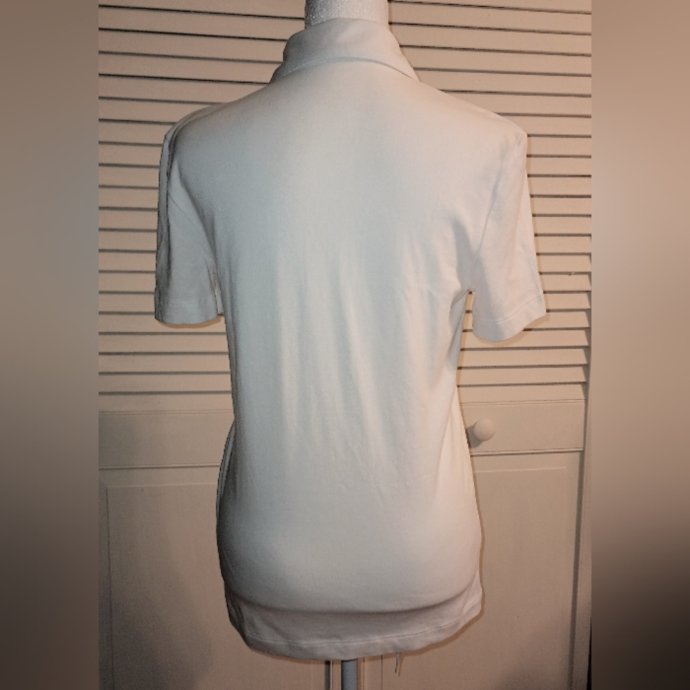 Tory Burch White Zip Down Short Sleeve Shirt Size XS - Picture 8 of 8